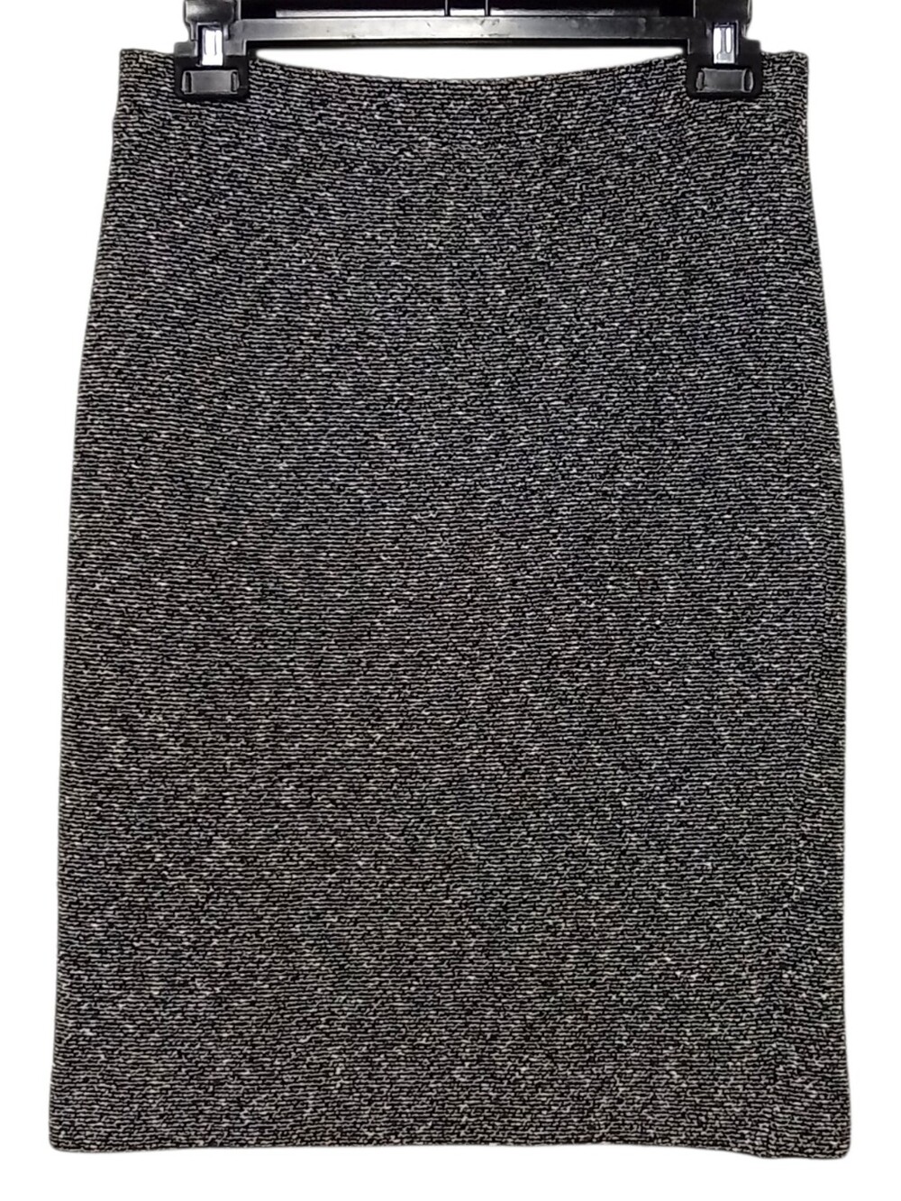 St. John Couture Marie Gray Black White Tweed Knit Lined Pencil Skirt Sz 2 USA